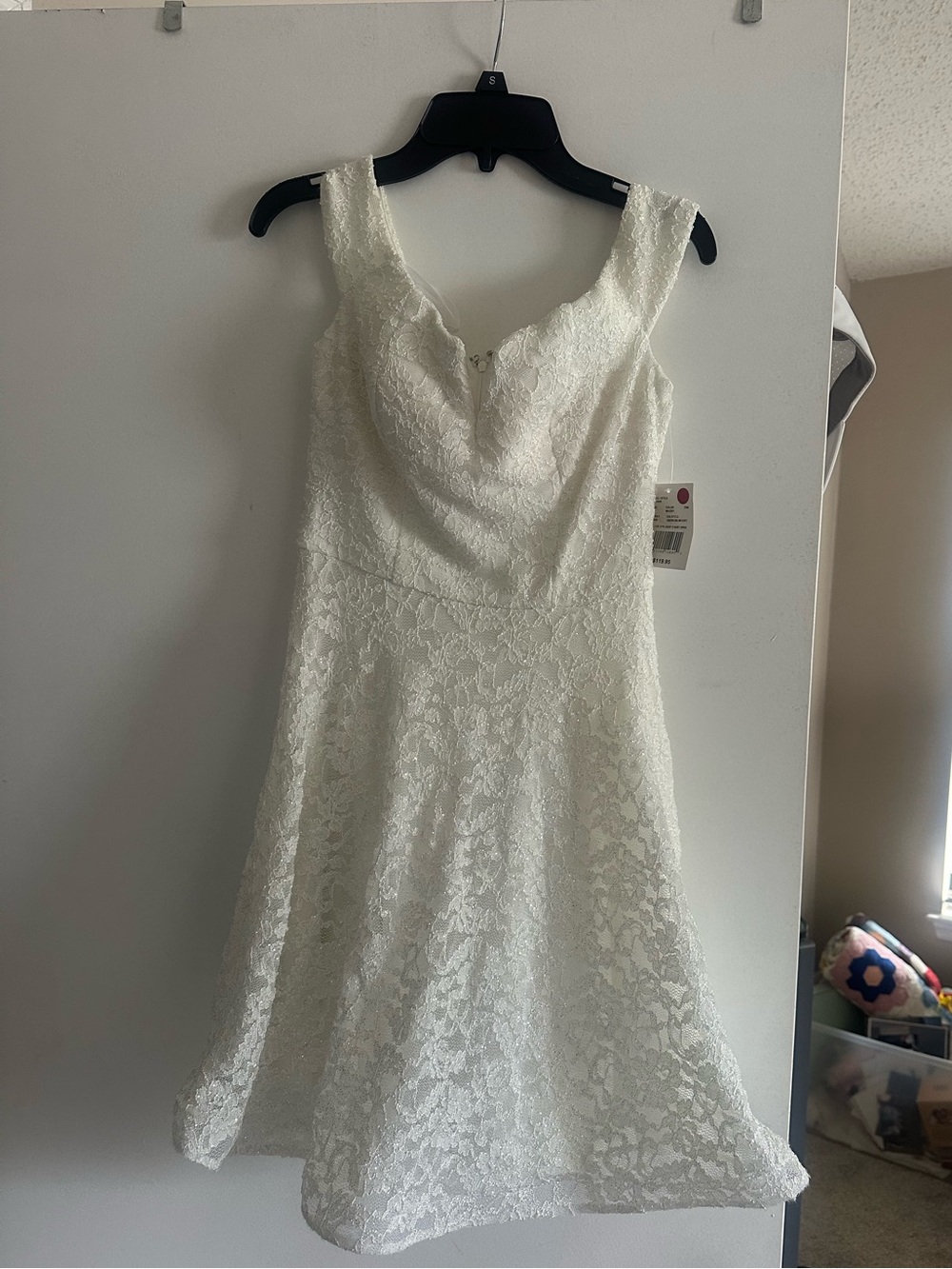 David’s Bridal Classic White Lace A-Line Dress